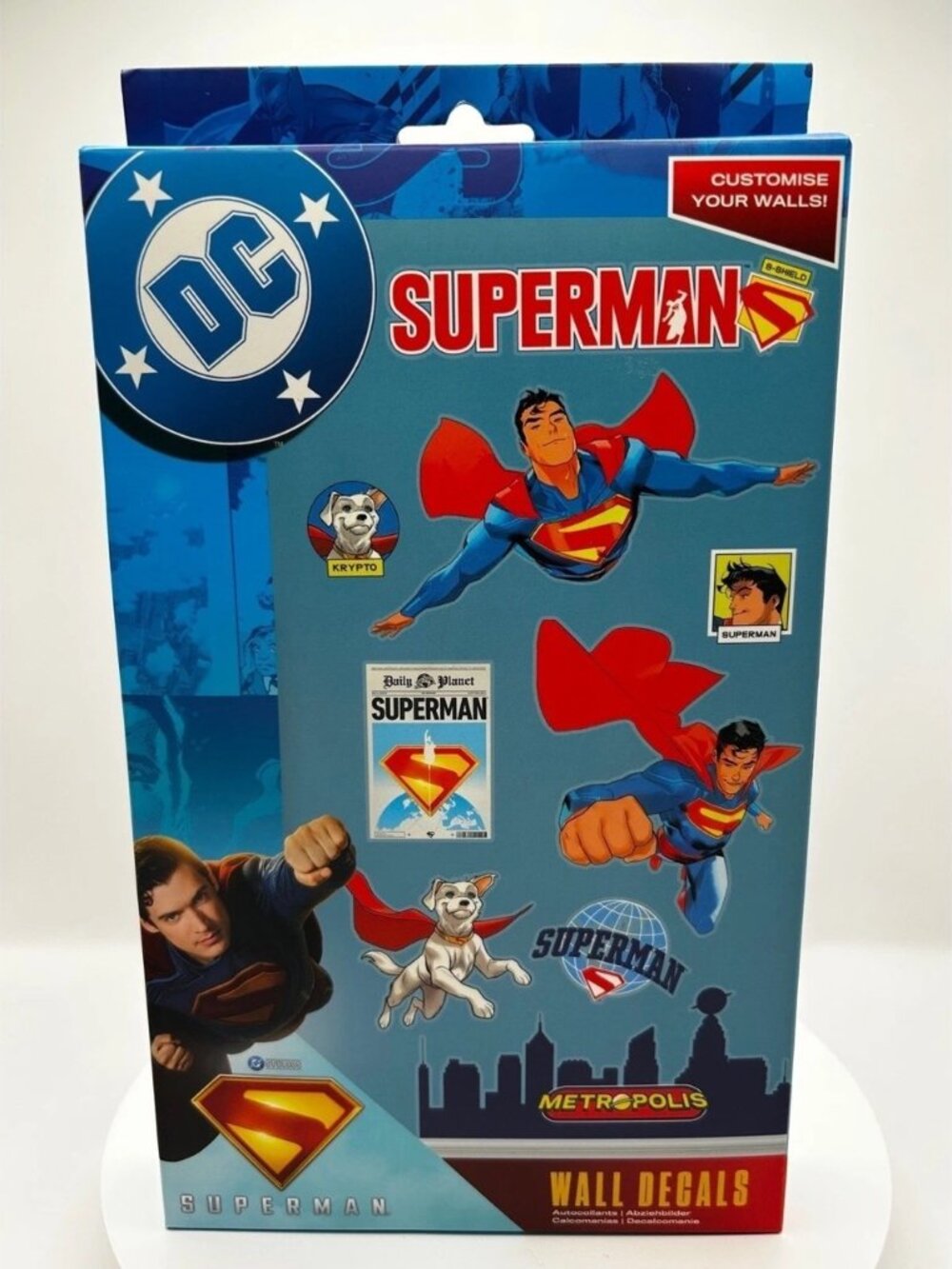 BNWB DC COMICS LICENSED SUPERMAN 33 PIECE 4X SHEETS PEEL & STICK WALL DECALS
